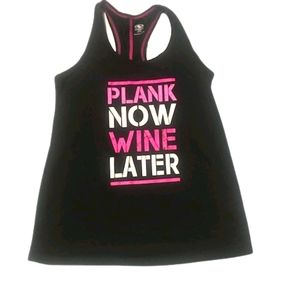 Workout Stretchable Lightweight Plank now Wine Later  Tank Top Shirt